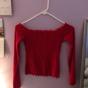 Red off the shoulder long sleeve